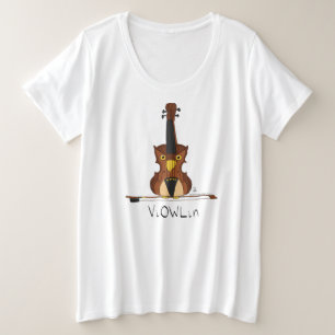 ViOWLin Violin Owl Music Women's Plus Size T-Shirt プラスサイズTシャツ