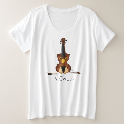 ViOWLin Violin Owl Music Women's Plus Size T-Shirt プラスサイズTシャツ (デザイン正面)