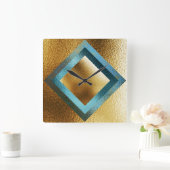 Vipの青い金金属光沢がある幾何学的な時計 スクエア壁時計 (ホーム)