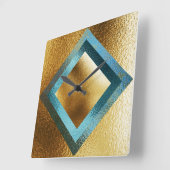 Vipの青い金金属光沢がある幾何学的な時計 スクエア壁時計 (傾斜)