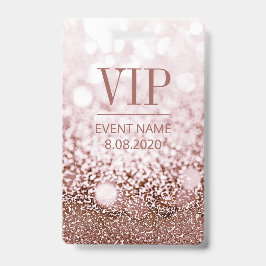 VIPアクセスエレガントイベントバラピンクグリッター バッジ