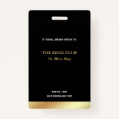 VIPアクセスメンバーゴールドフォイルフォトナイトクラブ バッジ (裏面)