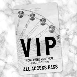 VIPオールアクセスパス 黒白 フェスティバル バッジ