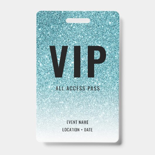 VIPカスタムイベントまたはコンサートブルーグリッター バッジ (正面)