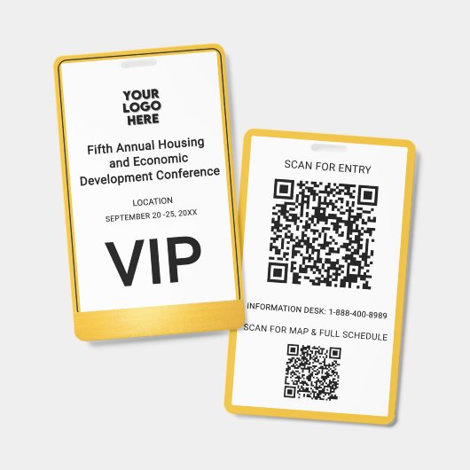 VIPカンファレンス企業ビジネスQRロゴ バッジ (正面&裏面)