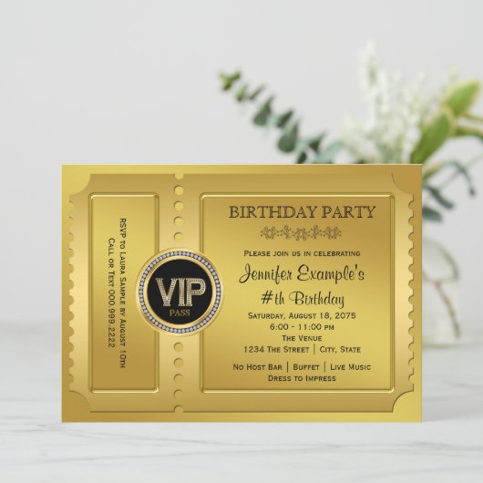 VIPゴールデンエレガントチケットバースデーパーティー 招待状 (スタンド正面)