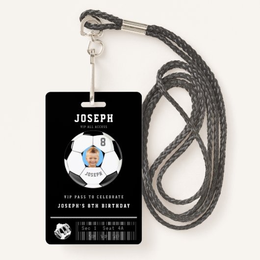 VIPサッカーパスカスタムの写真誕生会 バッジ (正面ランヤード)