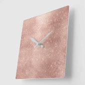 Vipセクミニマルイングリルバラ金ゴールド赤面ピンク スクエア壁時計 (傾斜)