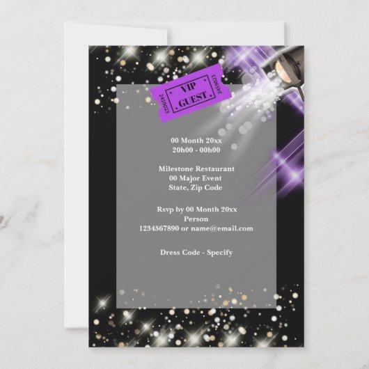 VIPチケット写真ハリウッドで映画スターをライト 招待状 (裏面)