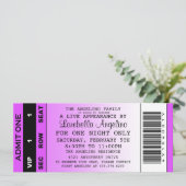 VIPチケット誕生日招待状（紫） 招待状 (スタンド正面)