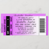 VIPチケット誕生日招待状（紫） 招待状 (正面/裏面)