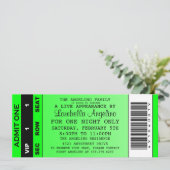 VIPチケット誕生日招待状（緑） 招待状 (スタンド正面)