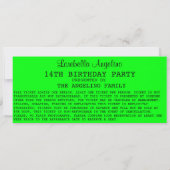 VIPチケット誕生日招待状（緑） 招待状 (裏面)