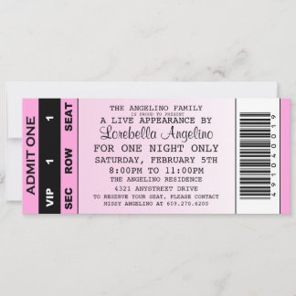 VIPチケット誕生日招待状(薄いピンク) 招待状