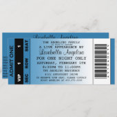 VIPチケット誕生日招待状（青） 招待状 (正面/裏面)