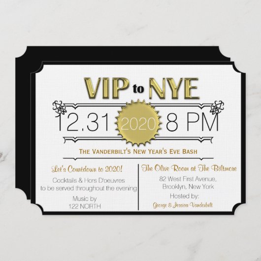 VIPニューイヴパーティの招待状 招待状 (正面/裏面)