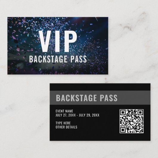 VIPバックステージ・パスQRコードイベント写真 名刺 (正面/裏面)