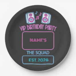 VIPバースデーパーティー ネオン Squad パーソナライズドゲストN ペーパープレート