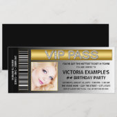 VIPパスチケット風バースデーパーティー 招待状 (正面/裏面)
