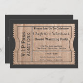 VIPパスハウスウォーミングダンボールテーマのチケット 招待状 (正面/裏面)
