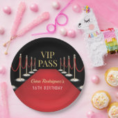 VIPパスハリウッドレッドカーペット誕生日 ペーパープレート (パーティー)