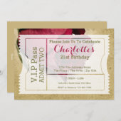 VIPパスパーティー入場チケット 赤いバラ 招待状 (正面/裏面)