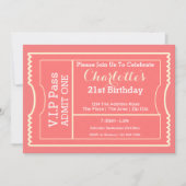 VIPパスパーティー入場料チケットピンク 招待状 (正面)