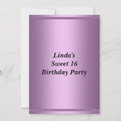 VIPパス甘い16誕生日パーティパープル 招待状 (裏面)