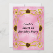 VIPパス甘い16誕生日パーティーピンク 招待状 (裏面)