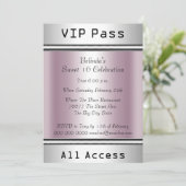 VIPパス甘い16誕生日パーティーホワイトピンク 招待状 (スタンド正面)