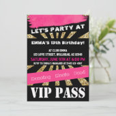 VIPパス ガールズダンスパーティー スリープオーバー ティーンエイジャーの女の子 招待状 (スタンド正面)