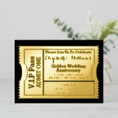VIPパス ゴールド ウェディング アニバーサリー チケット 箔招待状 (立ち正面)