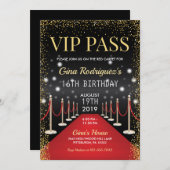 VIPパス ハリウッド レッドカーペット 誕生日招待状 招待状 (正面/裏面)