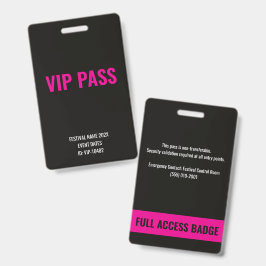 VIPパス フルアクセス ピンク ミュージックフェスティバル バッジ