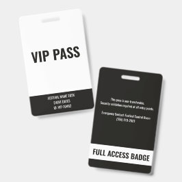 VIPパス フルアクセス ホワイト&ブラック ミュージックフェスティバル バッジ