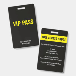 VIPパス フルアクセス ミュージックフェスティバル イエロー ブラック バッジ