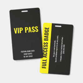 VIPパス フルアクセス ミュージックフェスティバルID イエロー バッジ