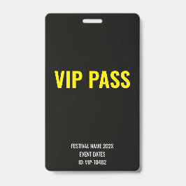 VIPパス フルアクセス ミュージックフェスティバルID イエロー バッジ