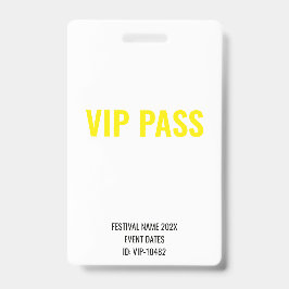 VIPパス フルアクセス 白 黄色 ミュージックフェスティバル バッジ