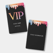 VIPパス ブラック モダン グリッター バッジ (正面＆裏面)