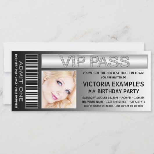 VIPパス 誕生日パーティー 入場チケット 招待状 (正面)