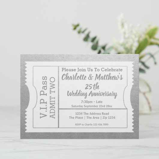 VIPパス 25周年チケット 偽シルバー 招待状 (スタンド正面)