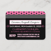 VIPピンクのストライプ写真クレジットカード招待状 エンクロージャーカード (裏面)