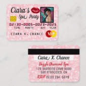 VIPピンクグリッターフォトパーティークレジットカード ノートカード (正面/裏面)