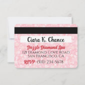 VIPピンクグリッターフォトパーティークレジットカード 招待状 (裏面)