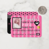 VIPピンクストライプ色の写真招待状 ノートカード (正面/裏面インサイチュ)