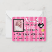 VIPピンクストライプ色の写真招待状 ノートカード (正面)