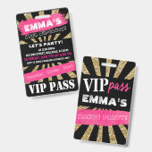 VIPピンク&金ゴールド任意のイベントパスカスタム言葉遣い バッジ (正面＆裏面)