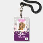 VIPフォトID -パーティー、フェスティバル、イベントグリッターGLAM バッジ (Front with Lanyard)
