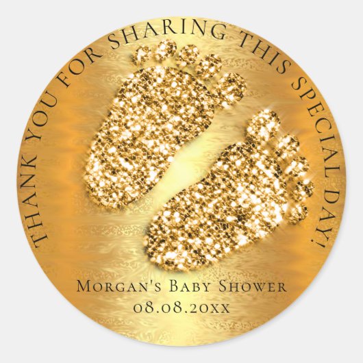 VIPベビーシャワー感謝してい優先グリッター金ゴールドフェート ラウンドシール (正面)